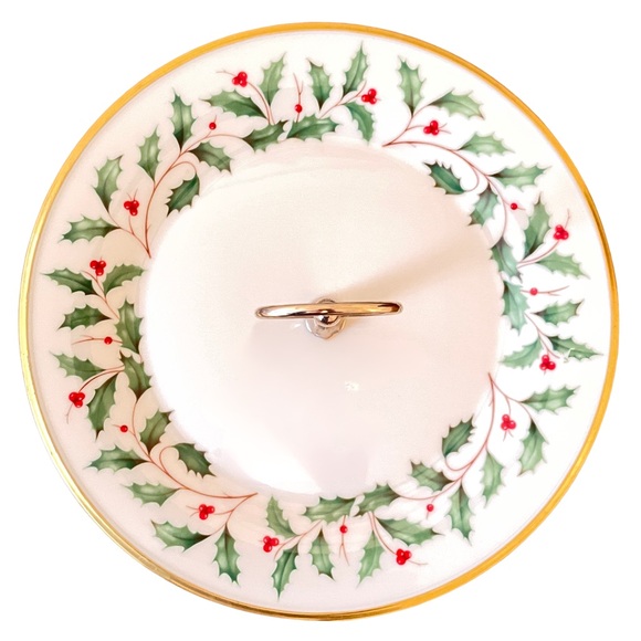 Lenox Dimension Collection Holiday 1-Tiered Holly Berry Porcelain Server - Picture 2 of 6